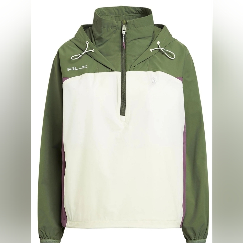 Ralph Lauren RLX Womens Color-Blocked Taffeta Packable Anorak Cargo Cream - AW22